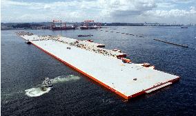 Giant steel platform for floating airport appears off Yokosuka